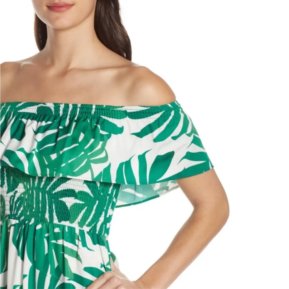 Bardot Tropical Palm Leaf Off Shoulder Maxi Dress - Picture 4 of 9